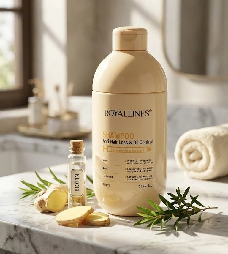 ROYAL LINES Anti-Hair Loss & Oil Control Shampoo (Ginger + Biotin + Tea Tree Oil)